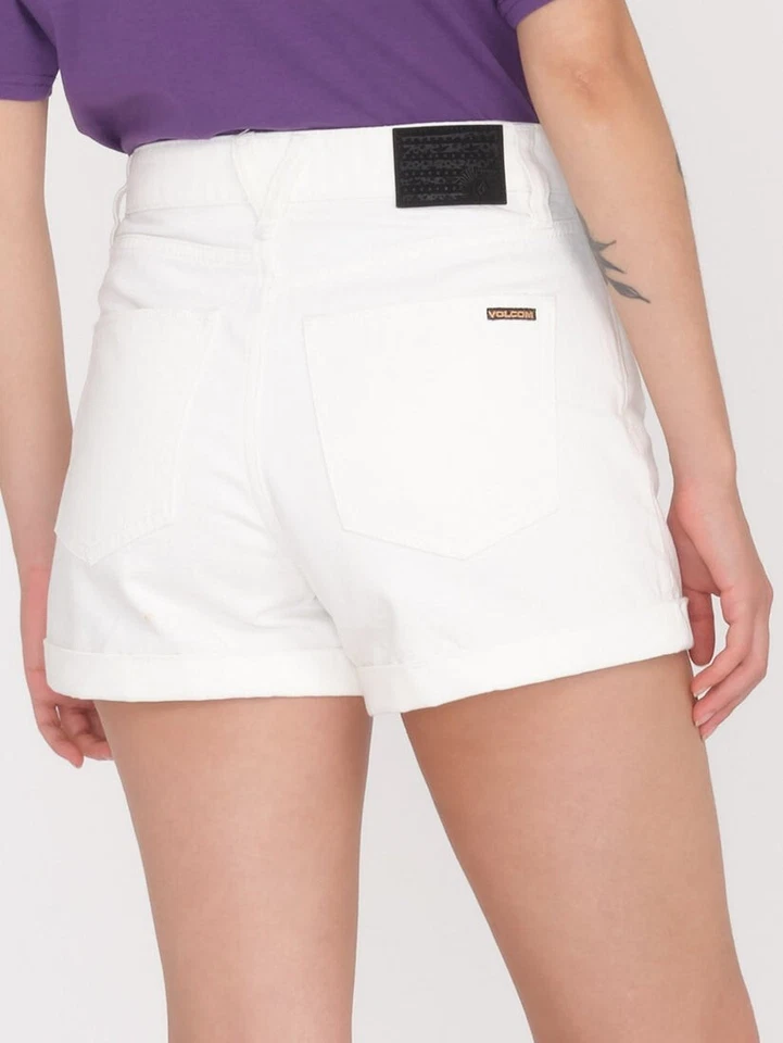 VOLCOM - Womens Weellow Denim Shorts - Star White - Casual Summer Beach Shorts - Image 2 of 3