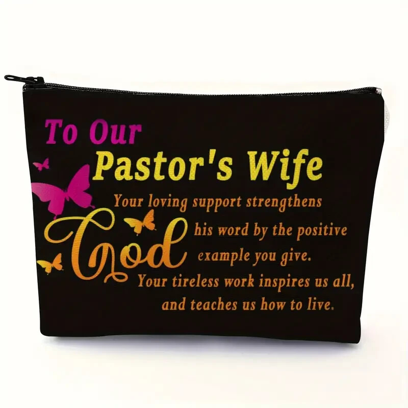 Regalo Cristiano - Bolsa de Maquillaje Esposa Pastor, Elegante, Resistente al Agua y Espaciosa