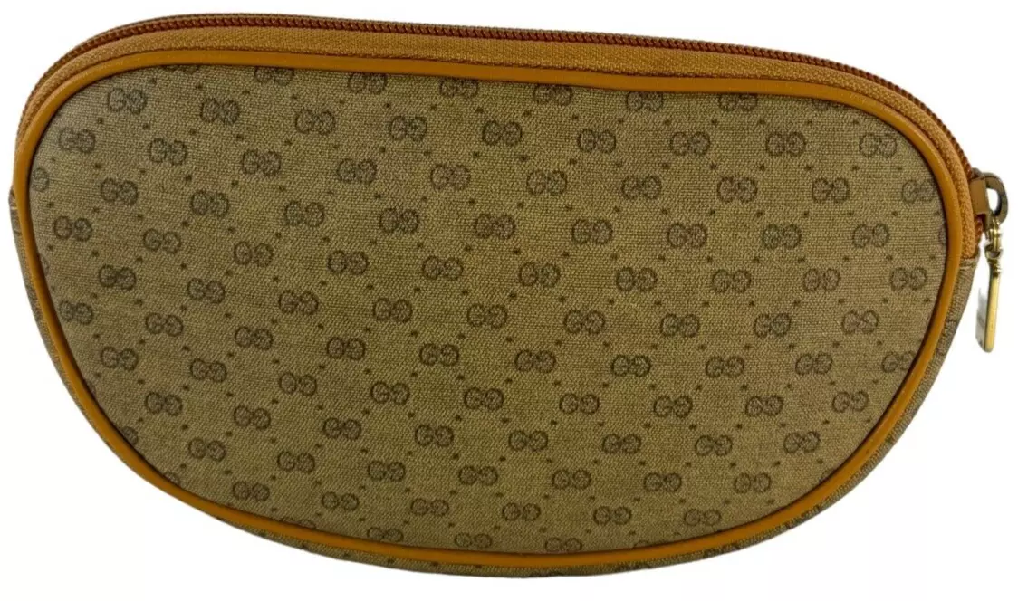 Sac à maquillage années 70 GUCCI toile beige micro Supreme motif GG authentifié