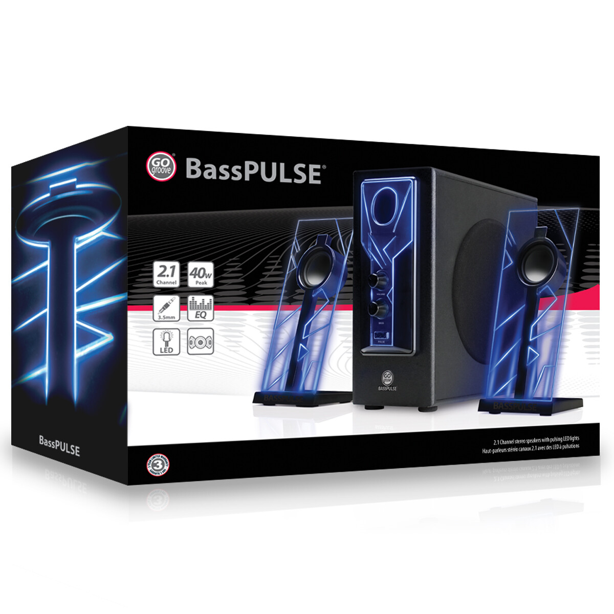 BassPULSE 2.1 Stereo Sound System w/ Powered Subwoofer for Home Theater & More!
