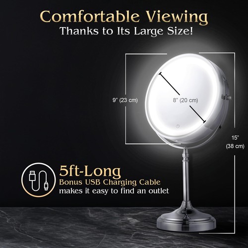 Espejo de mesa iluminado con aumento MIRRORVANA Ultra Zoom 20X para maquillaje - 20X y... - Imagen 2 de 7