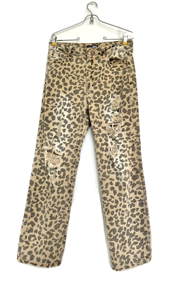 FASHION NOVA Women's Leopard Print Distressed Jeans Stretch Straight Leg  Size 11 | eBay
