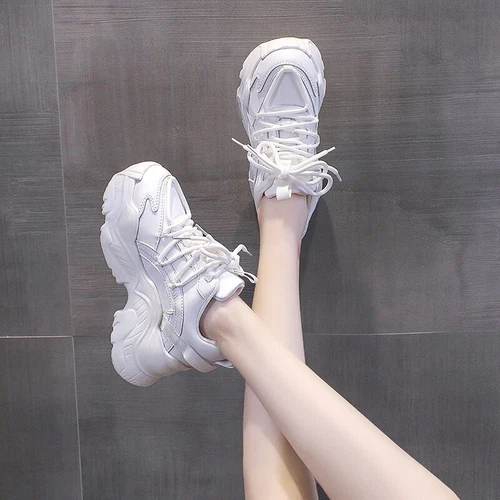 Womens Chunky Sneakers Platform Lace Up Casual Running Sport Shoes Trainers - Picture 6 of 24