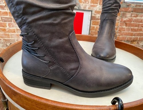 wide calf back lace up boots