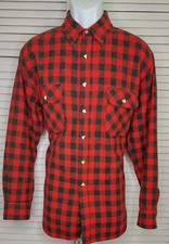 Vintage Squaw Valley Sportswear Buffalo Plaid Wool Blend Button Shirt Sz: LG