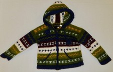 GIRL'S INVISIBLE WORLD JUNEAU ALASKA HEAVY WOOL CARDIGAN SWEATER SZ 4 HANDMADE