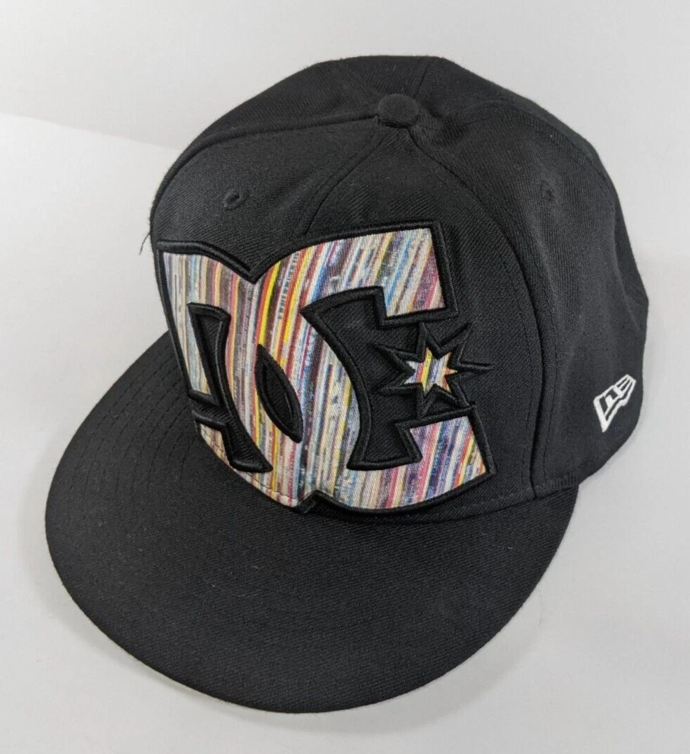 DC Shoes Hat Cap Fitted Size 7 3/8 Black Colorful Striped Logo New Era  59Fifty | eBay