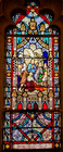 ANTIQUE GOTHIC CHURCH STAINED GLASS WINDOW 24"x65" - JESUS ENTRY INTO JERUSALEM