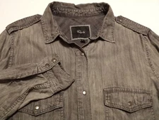 Rails Womens Small Shirt Long Sleeve Snap Button-Front Solid Gray Lyocell