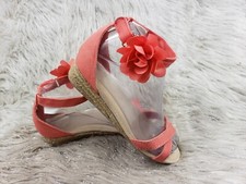 GYMBOREE Coral Pink Casual Ankle Strap Rope Wedge Heel Sandals Size US 4