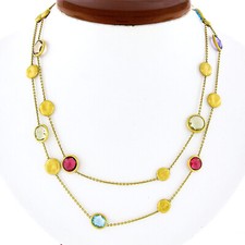 Collana stazione perle multipietra sfaccettata lunetta 48" oro 18 kt Marco Bicego Jaipur