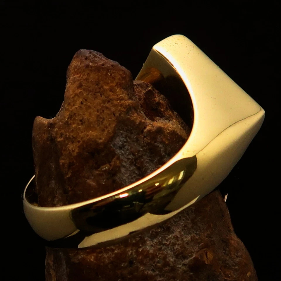 DIAMOND SHAPED MENS BRASS BIKER RING 1% ER ONE PERCENTER SYMBOL GREEN SIZE 11 - Image 4 of 4