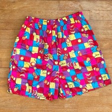 Vintage Fruit Print Athletic Shorts Womens Size Large 29-32" Elastic High Waist