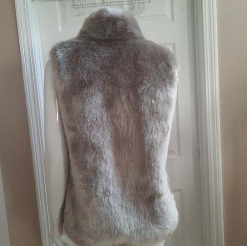 CALVIN KLEIN Faux Fur Vest Womens S Tan Soft Lined Open Front Sophisticated - Picture 8 of 12