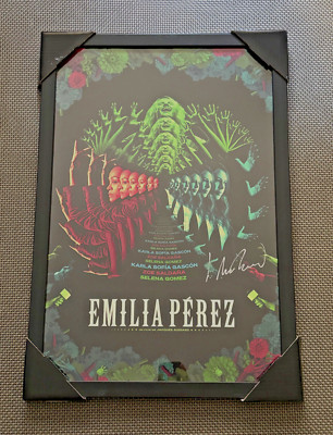 Selena Gomez EMILIA PEREZ movie poster SIGNED BY DIRECTOR JACQUES AUDIARD