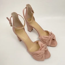 Vince Camuto Rose Pink Heeled Sandals 10 M Ankle Strap Open Toe Block Heel