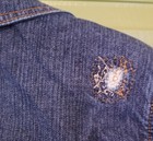 Vintage Women's Denim Jeans Jacket, Distressed Dark Wash,  Button Front, Sz. L — photo 6