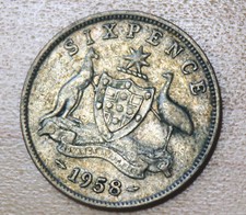 1958 Australia 6 Pence Silver