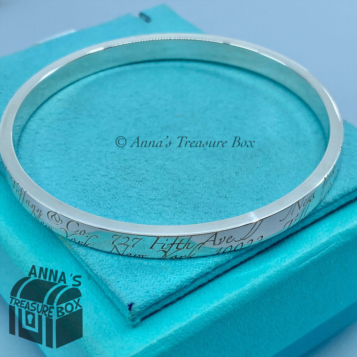 Tiffany & Co. 925 Silver Notes Script Fifth Ave 7.5 Tiffany & Co. 925 Silver Notes Script Fifth Ave 7.5