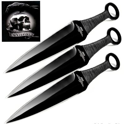 United Cutlery 3pc Fixed Blade The Expendables BLK Kunai Throwing