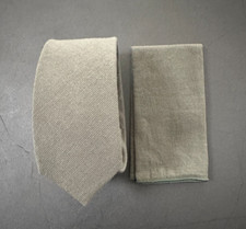 Sage Green Tie, Bow Tie  Pocket Square Set  6cm  7cm Widths  Wedding Tie