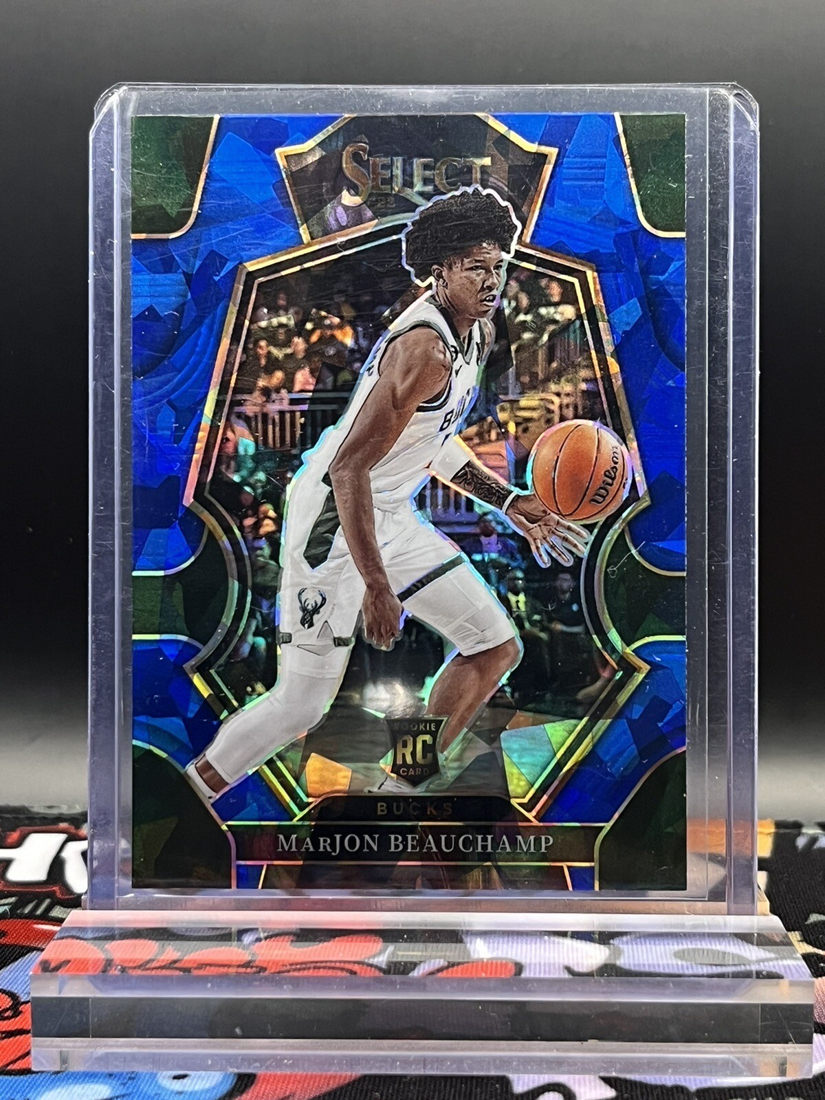 2022-23 Select Premium Level Blue Cracked Ice Prizm RC MarJon Beauchamp #179