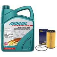 MotoröL Set 10W-40 Addinol 5 Liter + ÖLfilter FüR Alfa Romeo Audi Ford VW 2.0
