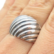 925 Sterling Silver Vintage Ribbed Ring Size 8.25
