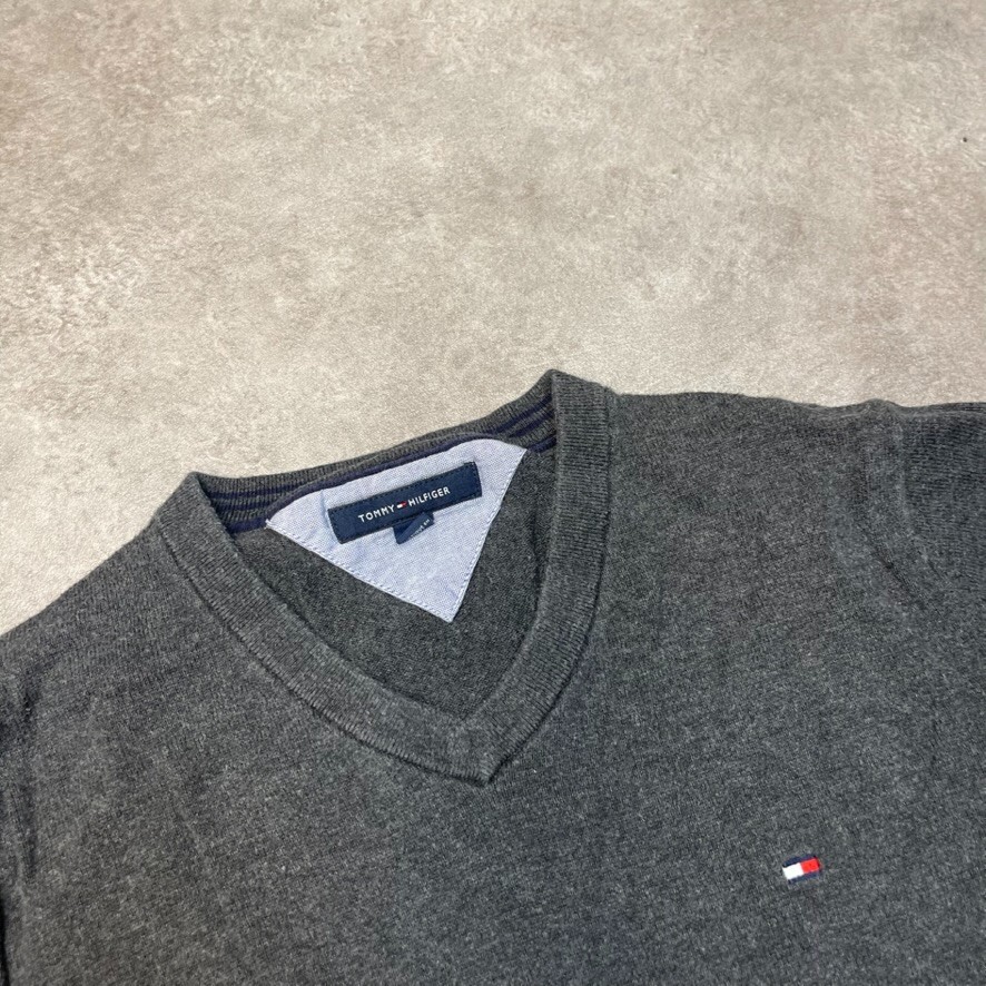 Tommy Hilfiger Jumper Mens Knit V-Neck Knitted Sweater, Grey Medium image 6