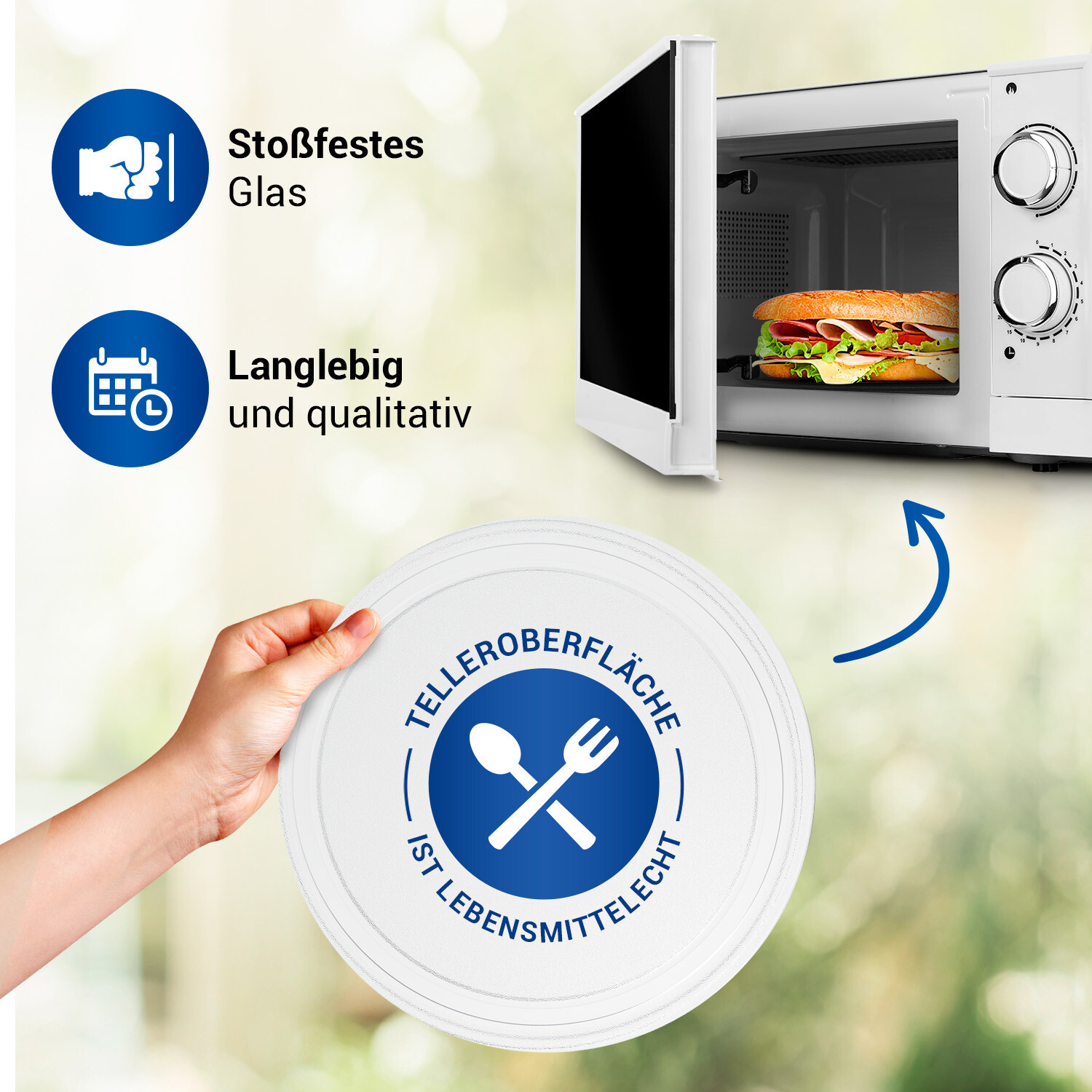 ALGOMAS Mikrowellenteller Glas - 272mm Ersatzplatte Für Küche