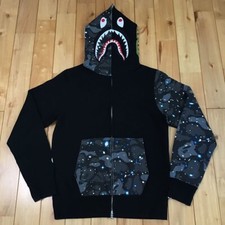 BAPE glow in the dark space camo shark full zip hoodie galaxy Black ape Size S