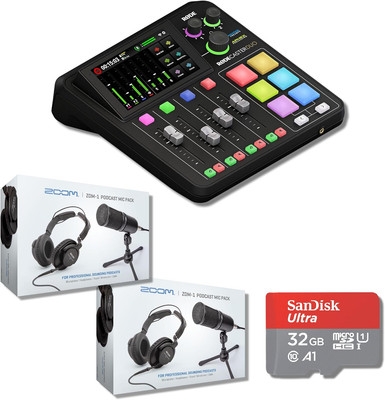 Rode Rodecaster Duo Integrated Audio Production Studio with 2X Zoom ZDM-1 Podca