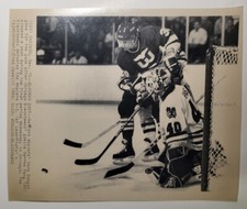 7 x 8 in. AP Wire Photo NHL Hartford Whalers Dave Babych vs Darren Pang 1988