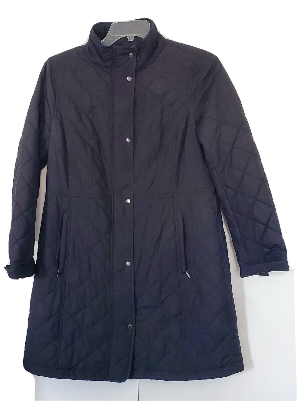 Talbots Black Long Quilted Puffer Coat Womens Sz 10… Gem