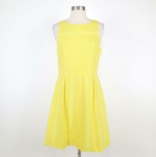 J.CREW Lace A-Line Dress 6 Sleeveless Bright Yellow Embroidered Cotton Pique