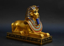 Egyptian Antiquities statue of Egyptian art hand painted Sphinx BC