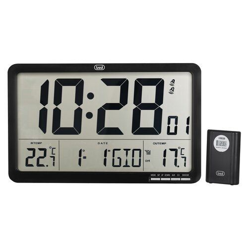Trevi Orologio da parete (36,5x2x22cm) Multifunzione Radiocontrollato Nero - Foto 1 di 4