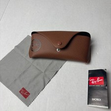 Ray-Ban Brown Pebbled Faux Leather Sunglasses Case with Cloth and Booklet