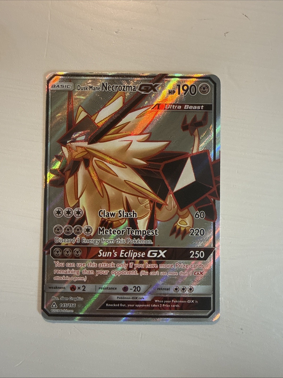 Dusk Mane Necrozma GX (Full Art) 145/156 Sm-Ultra Prism Holo