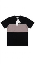 Lacoste T-Shirt Men's 2XL Noir Gris Fonce Colourblock Jersey Classic Fit NWT