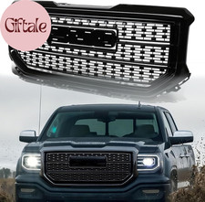 for 2016 2017 2018 GMC Sierra 1500 Front Grille Grill Bumper Gloss Black Diamond