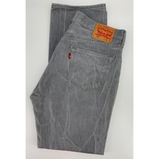 Levis 501 Jeans Mens 36x34 Gray Button Fly Straight Leg Denim Pants