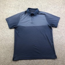Under Armour Polo Shirt Mens Medium Blue Colorblock HeatGear Loose Fit Golf