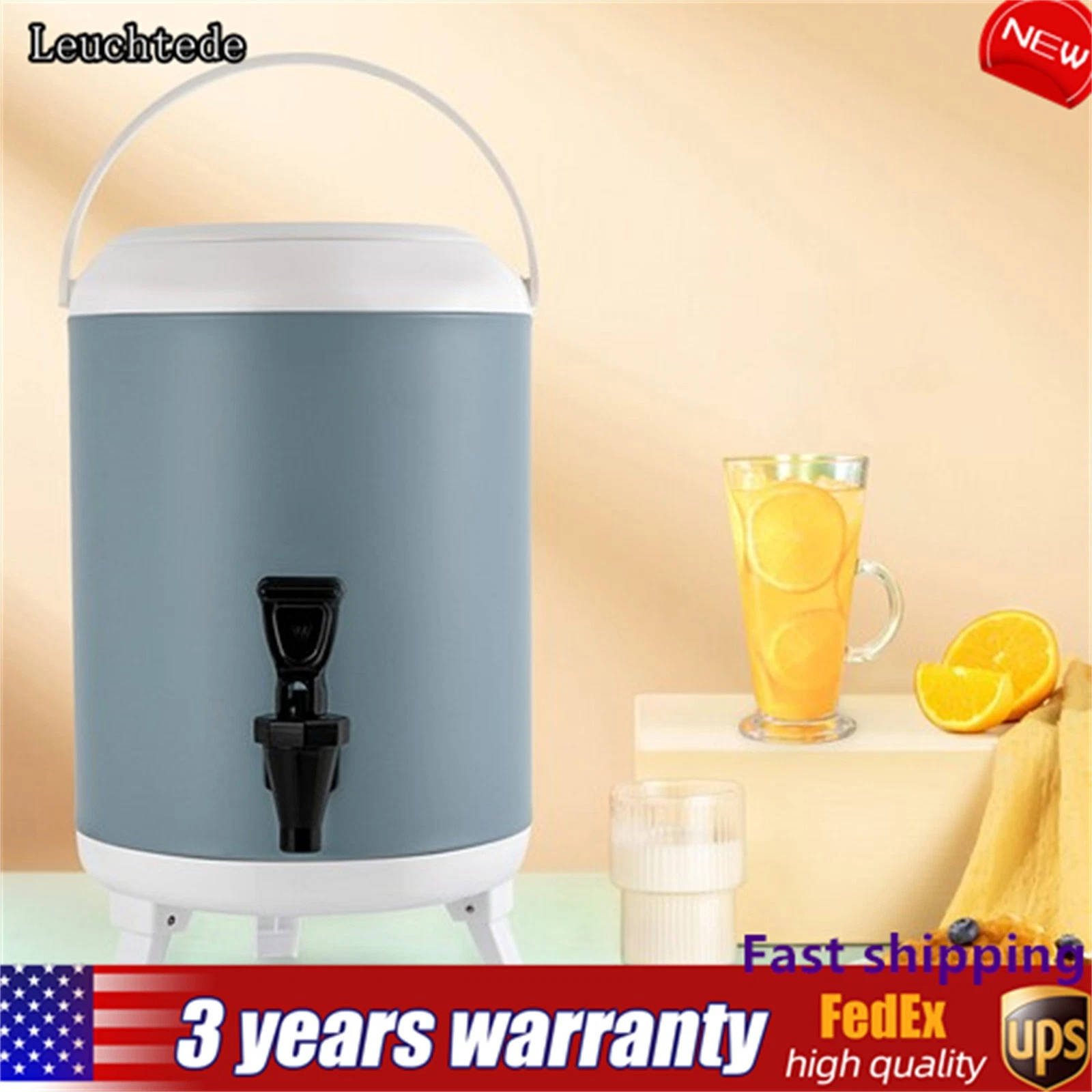 Insulated Beverage Dispenser Thermal Hot & Cold Drink Dispenser 8L/1.9 Gallons