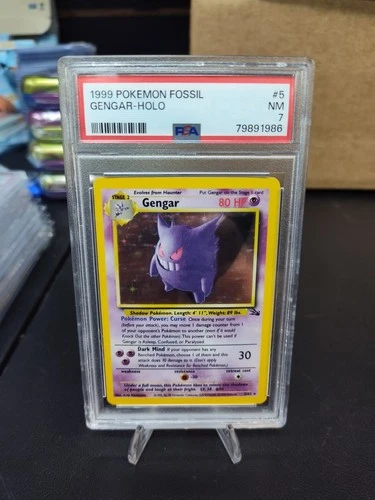1999 POKEMON FOSSIL #5 GENGAR-HOLO PSA 7