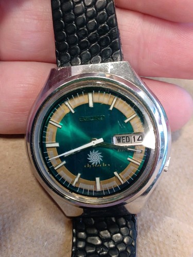 Seiko Advan Calendar 7019-7160 Automatic 21J Green Dial Day/Date Men's Watch 70s - Picture 2 of 13