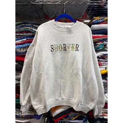 Vintage Shorter College Sweatshirt Mens XL Gray Embroidered Crewneck Pullover