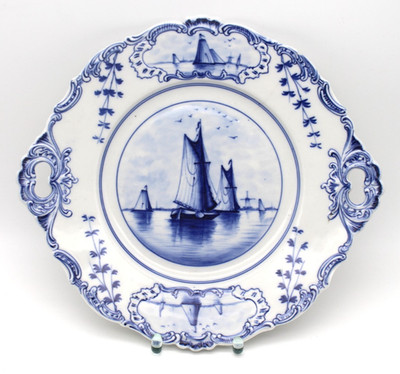 Wandteller mit dem Dekor Holland Delft Handhaben Rauenstein 30cm blau Stelle!!
