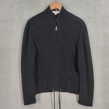 St. John Sport Jacket Womens Small Black Zip Up Mock Neck Drawstring USA Made