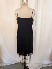 Vintage Y2K Calvin Klein Little Black Dress Size 4 Flapper Fringe Whimsigoth